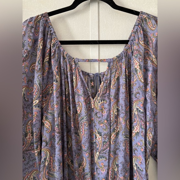 Denim & Supply | Ralph Lauren Blue Paisley Long Sleeve Dress | Size Large - Picture 6 of 6